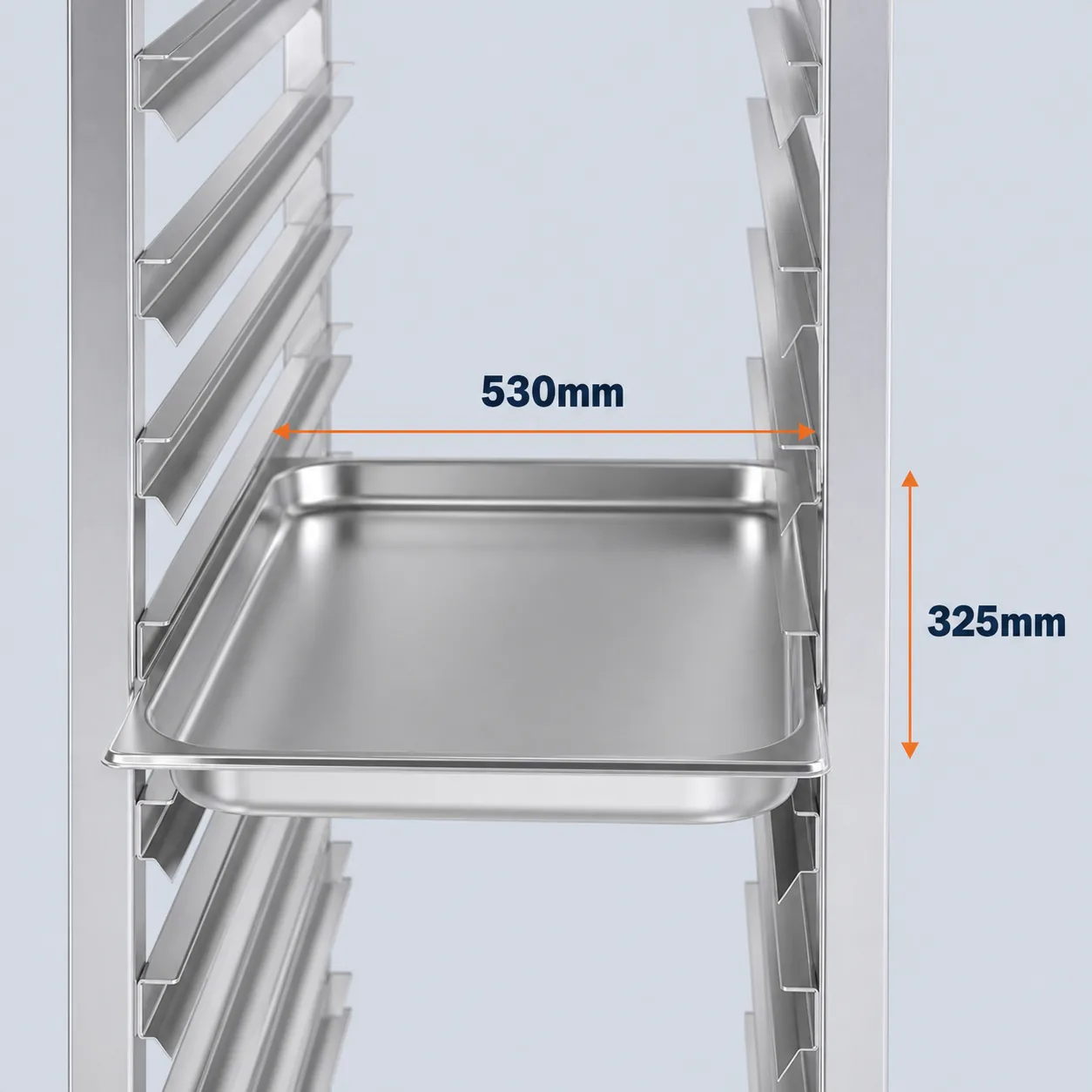 Borrelli Stainless Steel 15-Tier Baking Trolley 4 dimension drawing