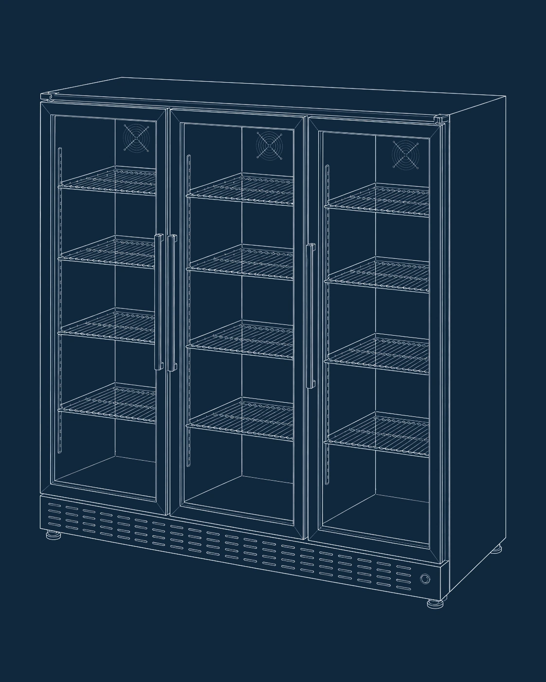 3 Door Upright Bar Fridge manual illustration