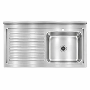 Borrelli SSS-SB-LHD-1000 1000mm single bowl stainless steel sink with left-hand drainer — top down view