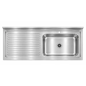 Borrelli stainless steel single bowl sink 1200mm with left-hand drainer - top-down view