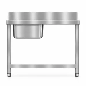 Borrelli SSS-SB-RHD-1000 1000mm single bowl stainless steel sink with right-hand drainer — front view