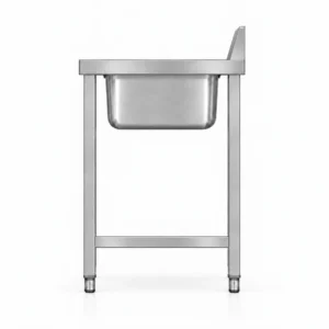 Borrelli SSS-SB-RHD-1000 1000mm single bowl stainless steel sink with right-hand drainer — left side view