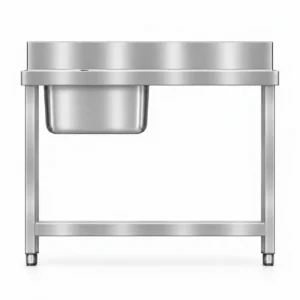 Borrelli stainless steel single bowl sink 1200mm with right-hand drainer – front view
