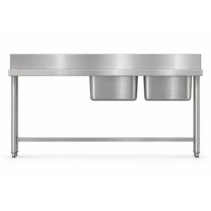 Borrelli SSS-TB-LHD-1400 1400mm double bowl stainless steel sink with left-hand drainer — front view