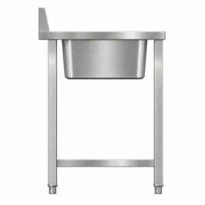 Borrelli SSS-TB-LHD-1400 1400mm double bowl stainless steel sink with left-hand drainer — right side view