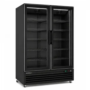 Commercial Upright Bar Fridge With 2 Hinged Glass Doors 758L - angled view
