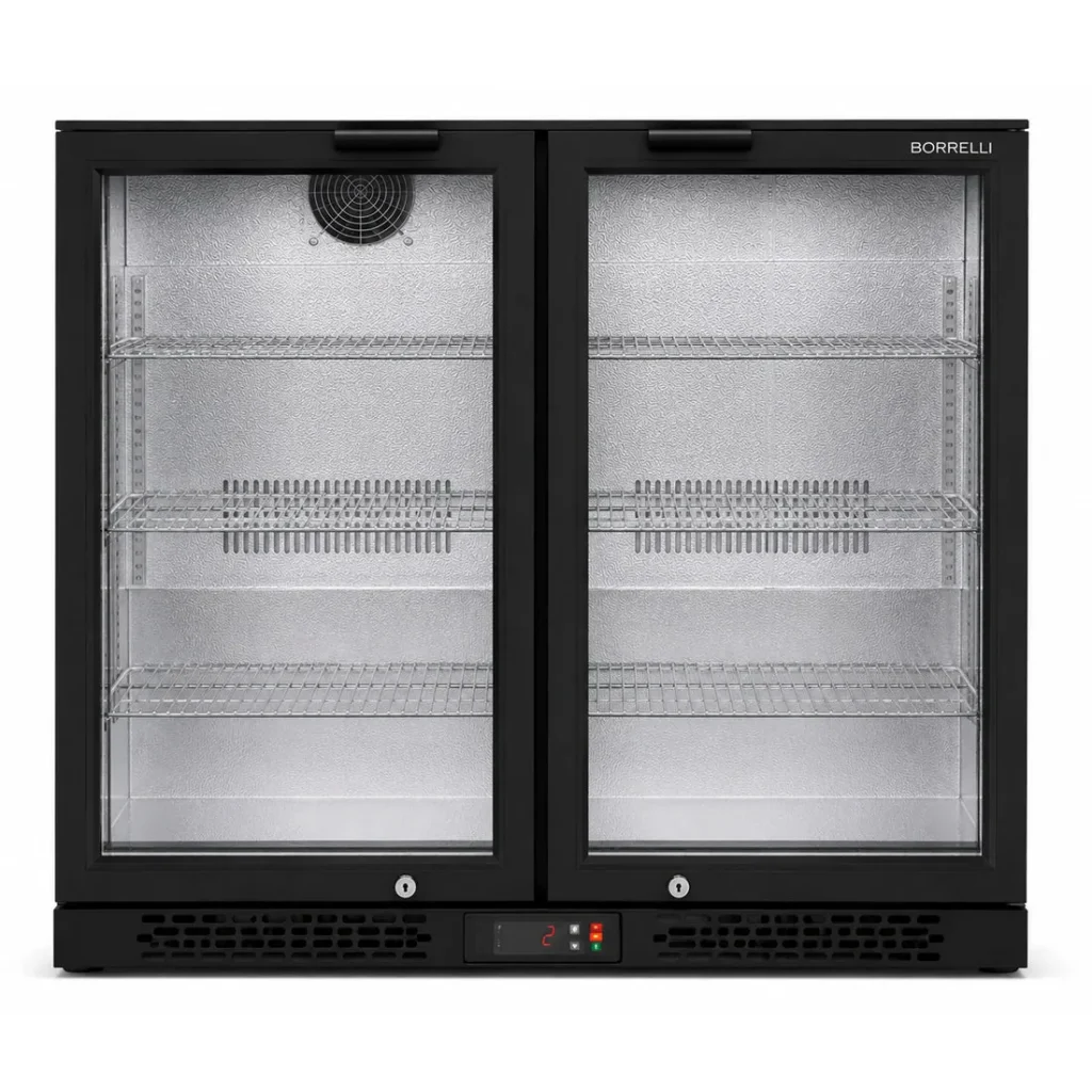 Commercial Bar Fridge With 2 Hinged Doors 207L - angled view