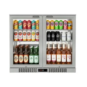 Commercial Deluxe Stainless Steel Bar Fridge With 2 Hinged Doors 207L - front view