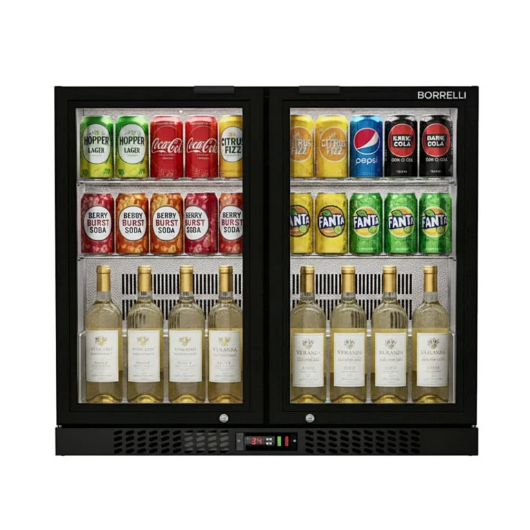 Commercial Undercounter Bar Fridge With 2 Hinged Doors 188L - front view