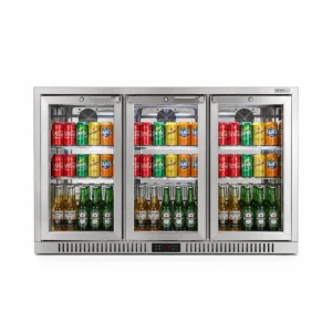 Commercial Deluxe Stainless Steel Bar Fridge With 3 Hinged Doors 324L - front view