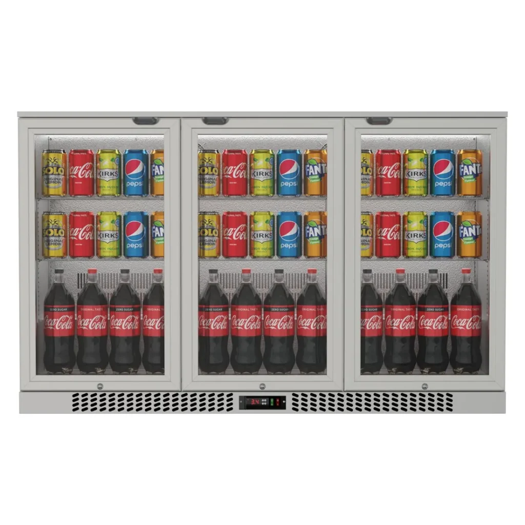 Commercial Stainless Steel Bar Fridge With 3 Hinged Doors 324L