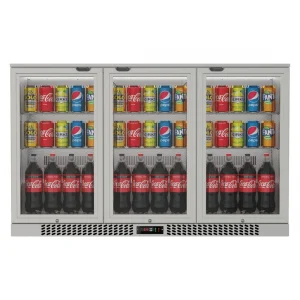 Commercial Stainless Steel Bar Fridge With 3 Hinged Doors 324L