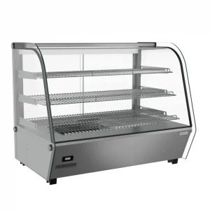 Borrelli 160Ltr Commercial Heated Countertop Display Merchandiser with Curved Glass - angled view
