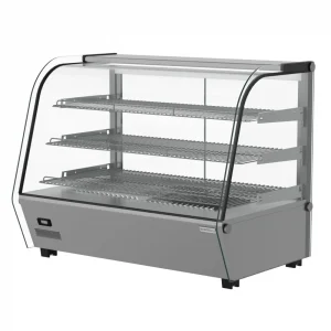 Borrelli 160Ltr Commercial Heated Countertop Display Merchandiser with Curved Glass - angled view