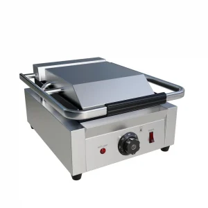 Borrelli Single Contact Grill with Ribbed Top & Flat Bottom - angled view