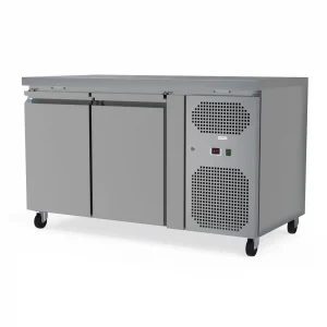 Commercial Counter Fridge With 2 Stainless Steel Doors 260L - angled view