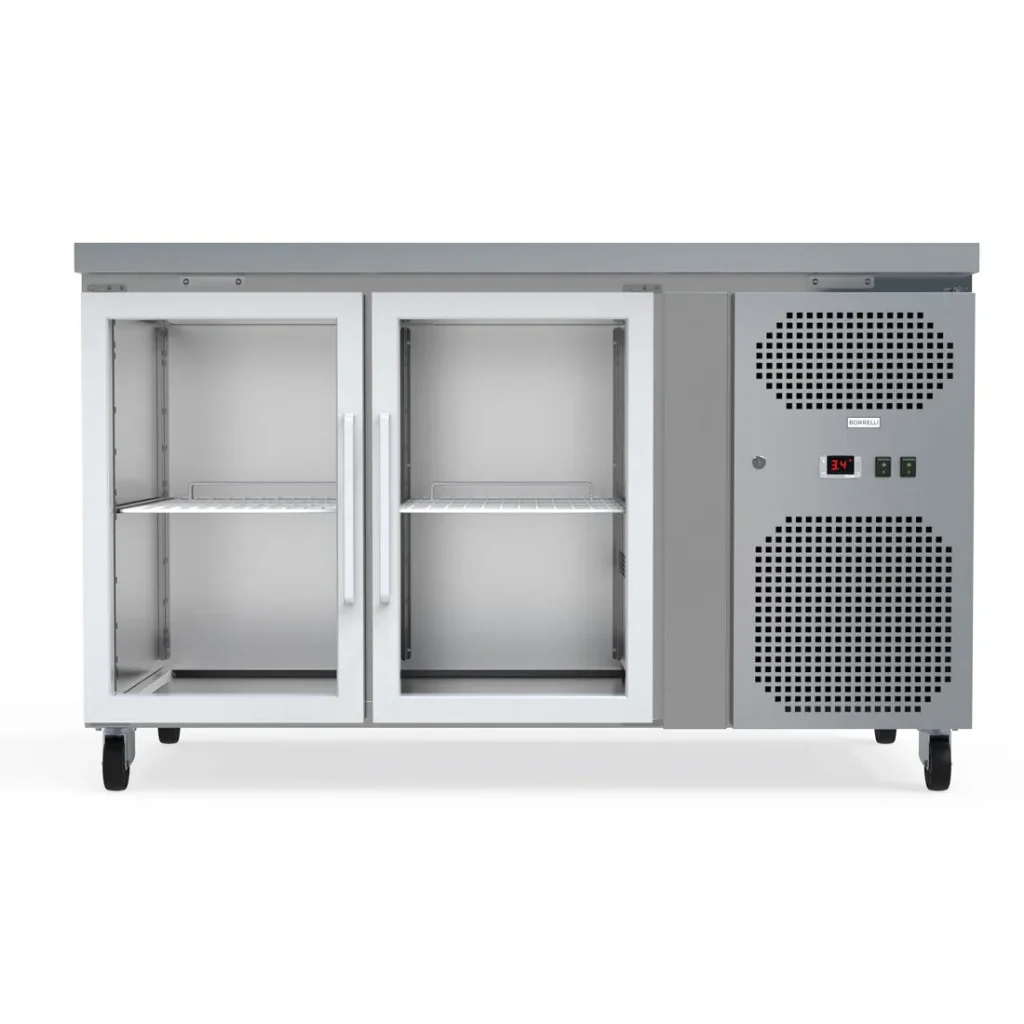 Commercial Counter Fridge With 2 Glass Doors 260L