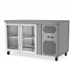 Commercial Counter Fridge With 2 Glass Doors 260L - angled view