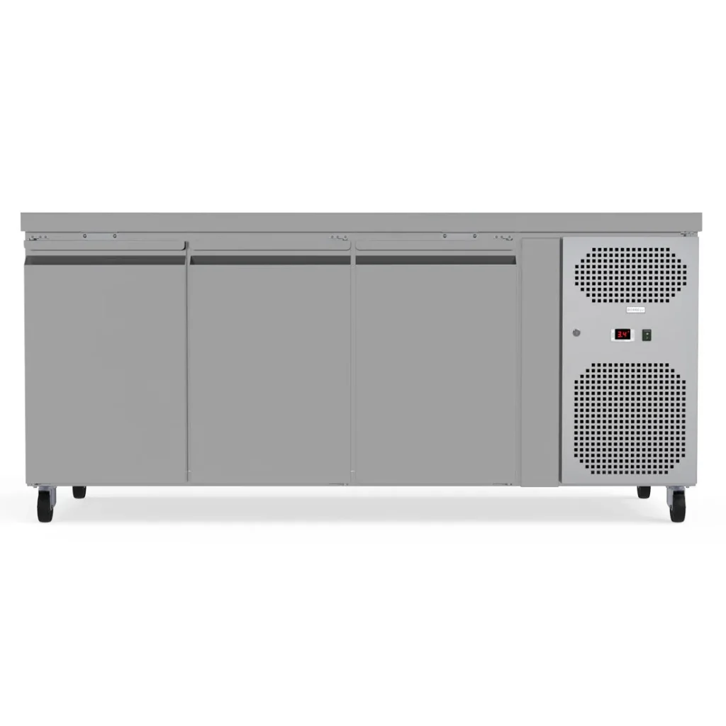 Commercial Counter Fridge With 3 Stainless Steel Doors 403L - front view