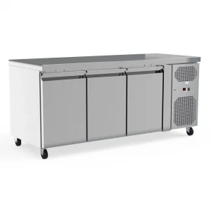 Commercial Counter Fridge With 3 Stainless Steel Doors 403L - angled view