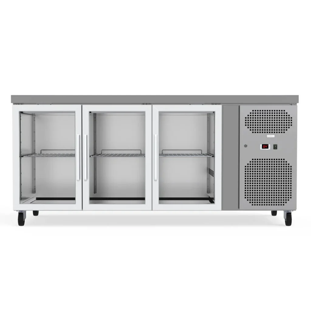 Commercial Counter Fridge With 3 Glass Doors 403L