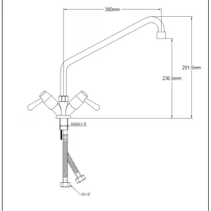 Borrelli Commercial Mixer Tap 300mm – Dual Hob, WaterMark & WELS Approved - image 3