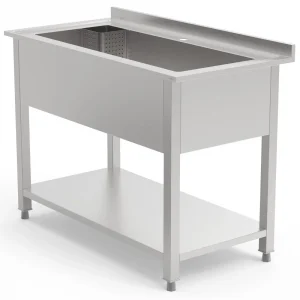 Borrelli Stainless Steel Pot Wash Sink 1200mm - Single Bowl - angled view