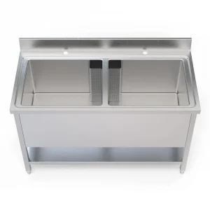 Borrelli Stainless Steel Pot Wash Sink 1400mm - Double Bowl