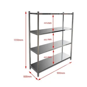 Borrelli 4 Tier Stainless Steel Shelf Rack 900mm Wide - image 2