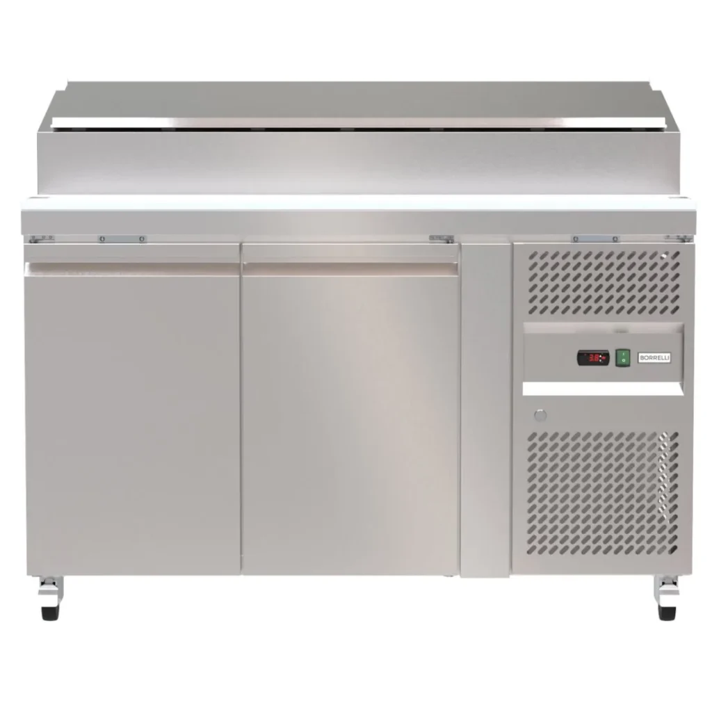 Borrelli Stainless Steel 2 Door Pizza Prep Table Refrigerator 260ltr - SH2000/700 - front view