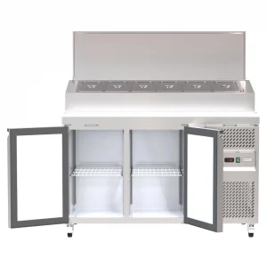 Borrelli Stainless Steel 2 Door Pizza Prep Table Refrigerator 363 LTR - SH2000/800 - front view