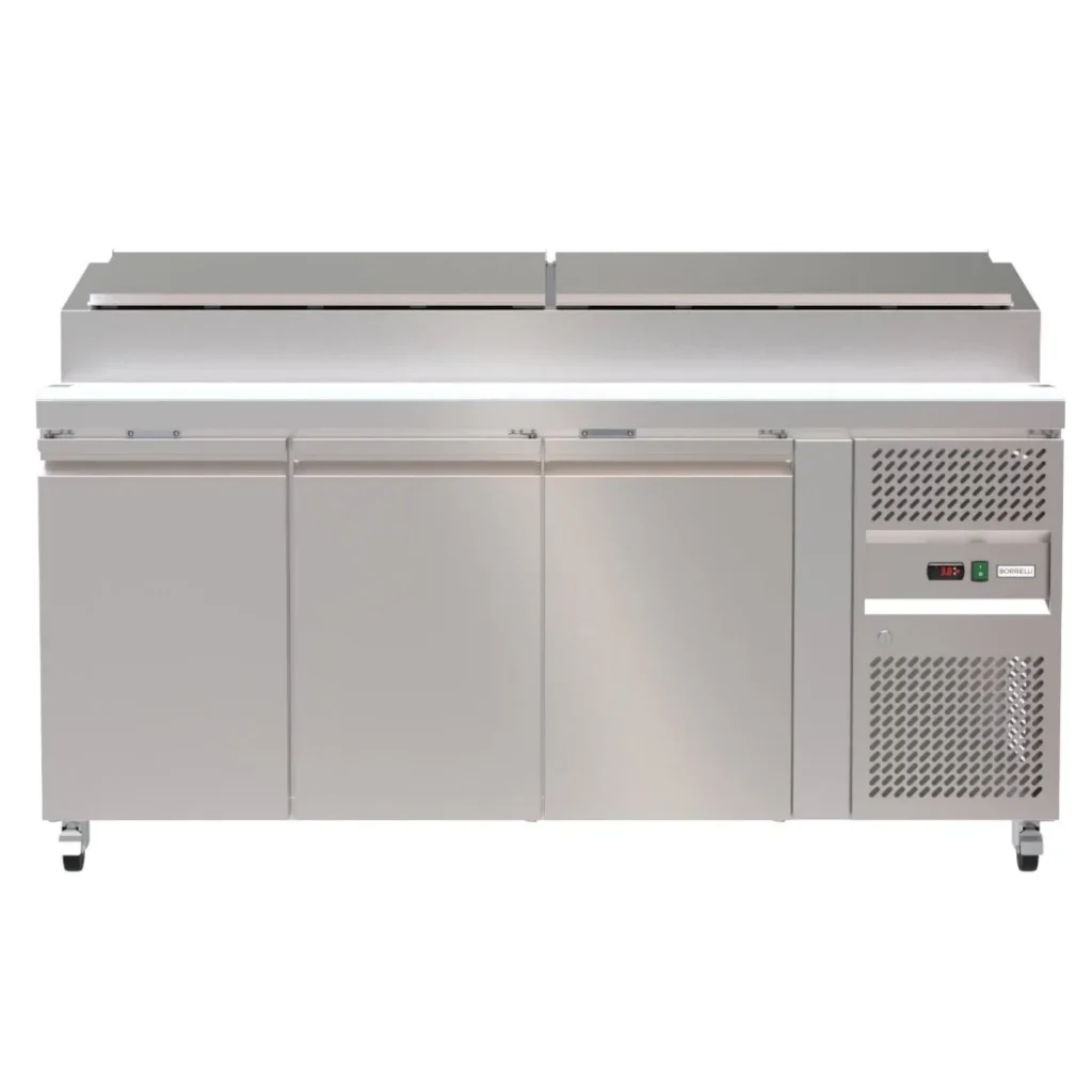 Borrelli 3 Door Stainless Steel Commercial Counter Prep Fridge 403L- SH3000/700 - front view