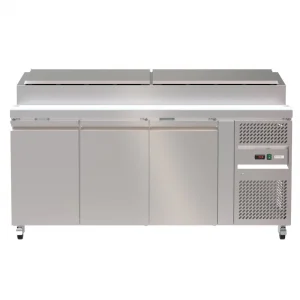 Borrelli 3 Door Stainless Steel Commercial Counter Prep Fridge 403L- SH3000/700 - front view