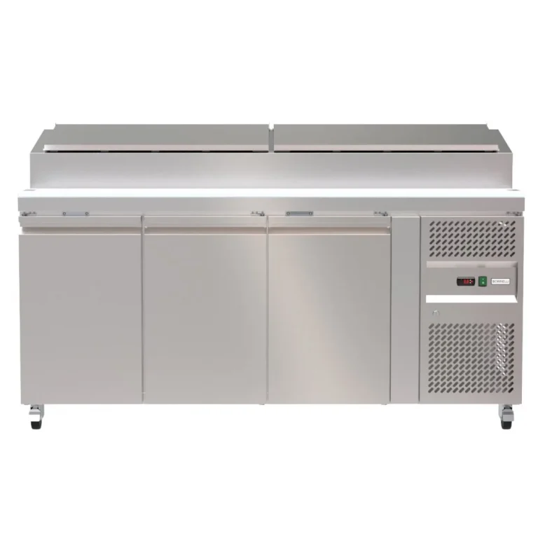 Borrelli 3 Door Stainless Steel Commercial Counter Prep Fridge 403L- SH3000/700 - front view