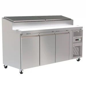 Borrelli 3 Door Stainless Steel Commercial Counter Prep Fridge 403L- SH3000/700 - front view