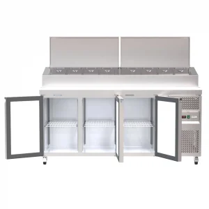 Borrelli 3 Door Stainless Steel Commercial Counter Prep Fridge 403L- SH3000/700 - front view