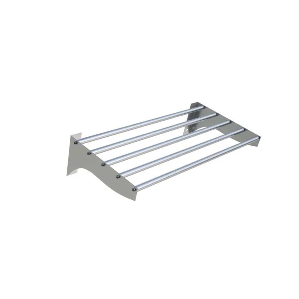 Borrelli Stainless Steel Tube Wall Shelf 600mm Wide - angled view