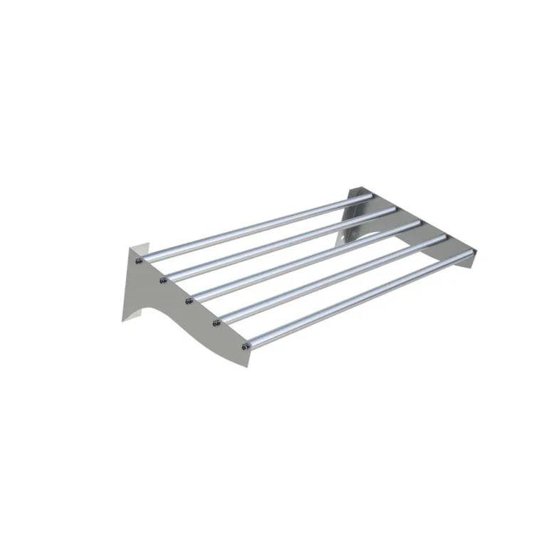 Borrelli Stainless Steel Tube Wall Shelf 600mm Wide - angled view