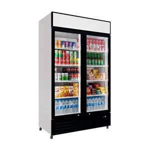Commercial Display Fridge With 2 Hinged Glass Doors 525L - angled view