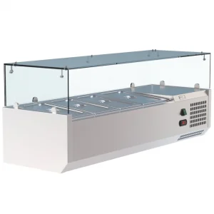 Borrelli VRX Servery 1200mm - Counter Top Prep Fridge with Glass Top - angled view