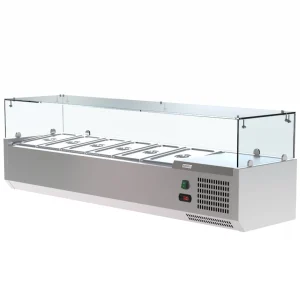 Borrelli VRX Servery 1500mm - Counter Top Prep Fridge with Glass Top - angled view