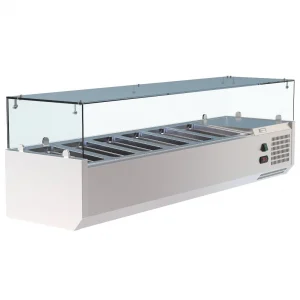 Borrelli VRX Servery 1500mm - Counter Top Prep Fridge with Glass Top - angled view