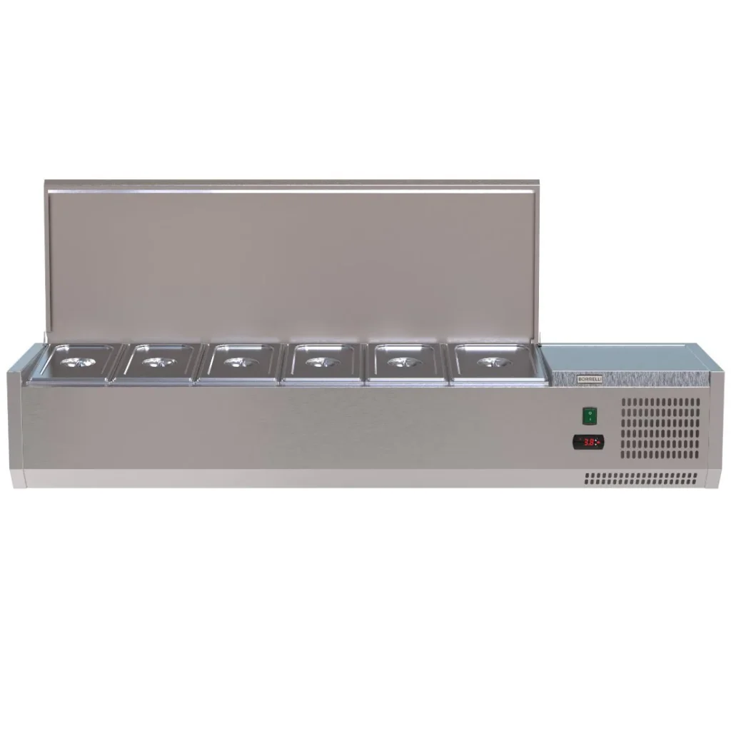 Borrelli VRX Servery 1500mm - Counter Top Prep Fridge with Stainless Steel Lid