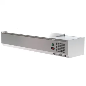 Borrelli VRX Servery 1500mm - Counter Top Prep Fridge with Stainless Steel Lid - angled view