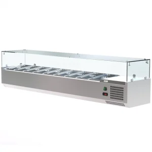 Borrelli VRX Servery 2000mm - Counter Top Prep Fridge with Glass Top - angled view