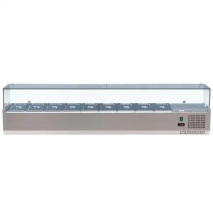 Borrelli VRX Glass Servery - 2000mm x 380mm Counter Top Prep Fridge bundled with PZ range of Prep Stations