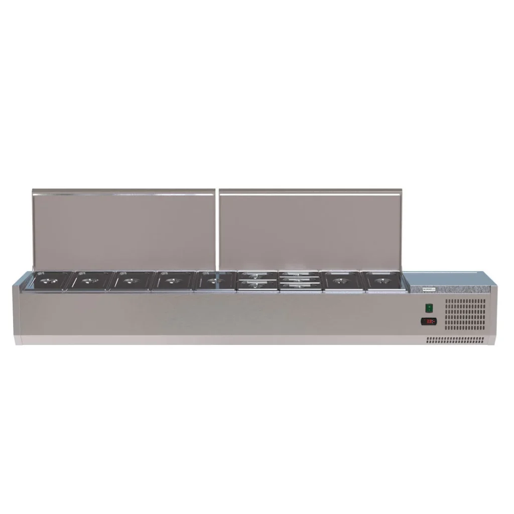 Borrelli VRX Servery 2000mm - Counter Top Prep Fridge with Stainless Steel Lid