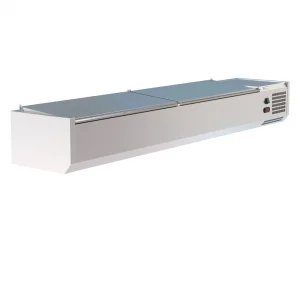 Borrelli VRX Servery 2000mm - Counter Top Prep Fridge with Stainless Steel Lid - angled view