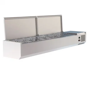 Borrelli VRX Servery 2000mm - Counter Top Prep Fridge with Stainless Steel Lid - angled view