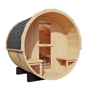 KOVE Outdoor Barrel Sauna – 1–2 Person Garden Sauna with 4.5kW Harvia Electric Heater